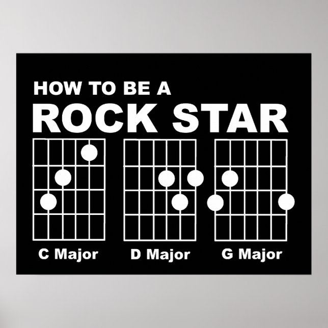 Rock Star Guitar Chords Funny Print Poster Humour (Front)