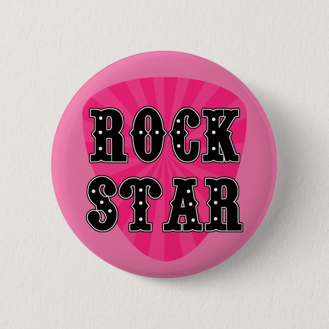 Rock Star Guitar Pick 2 Inch Round Button (Front)