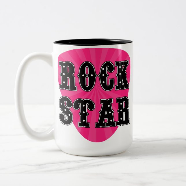 Rock Star Guitar Pick Two-Tone Coffee Mug (Left)