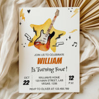 Rock Star Guitar Rock And Roll Birthday Invitation