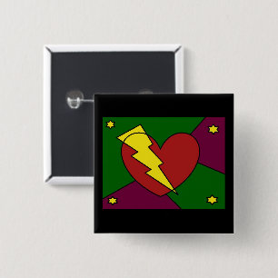 Rock Star Heart 2 Inch Square Button