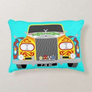 Rock star Lennon's psychedelic limousine car Accent Pillow