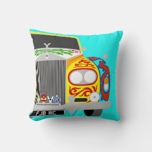 Rock star Lennon's psychedelic limousine car Throw Pillow