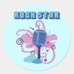 Rock Star Microphone Classic Round Sticker