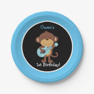 Rock Star Monkey Paper Plate / Custom Colours!
