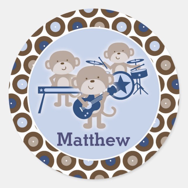 Rock Star Monkeys Personalized Sticker Sheets (Front)