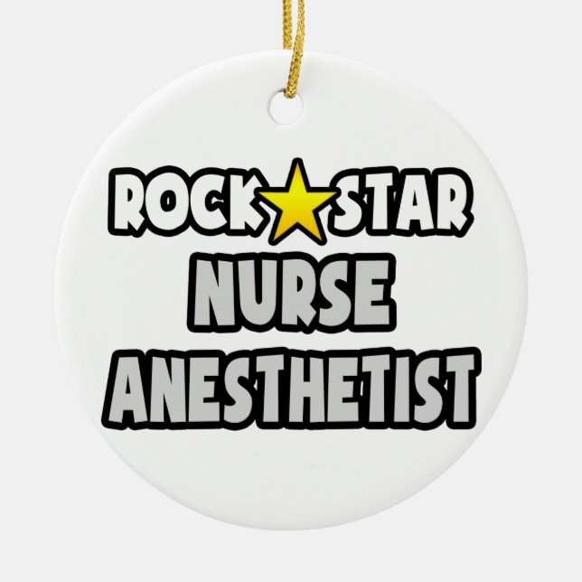 Rock Star Nurse Anesthetist Ceramic Ornament (Front)