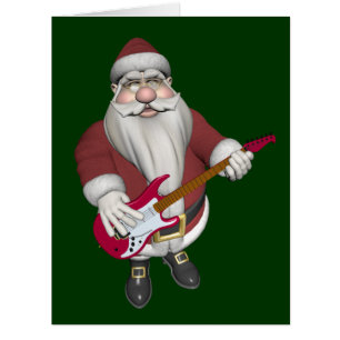 Rock Star Père Noël avec guitare électrique rouge
