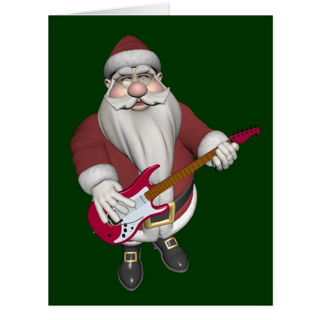 Rock Star Père Noël avec guitare électrique rouge (Devant)