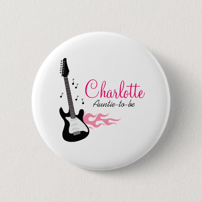 ROCK STAR PINK BABY SHOWER NAME TAG BUTTON (Front)