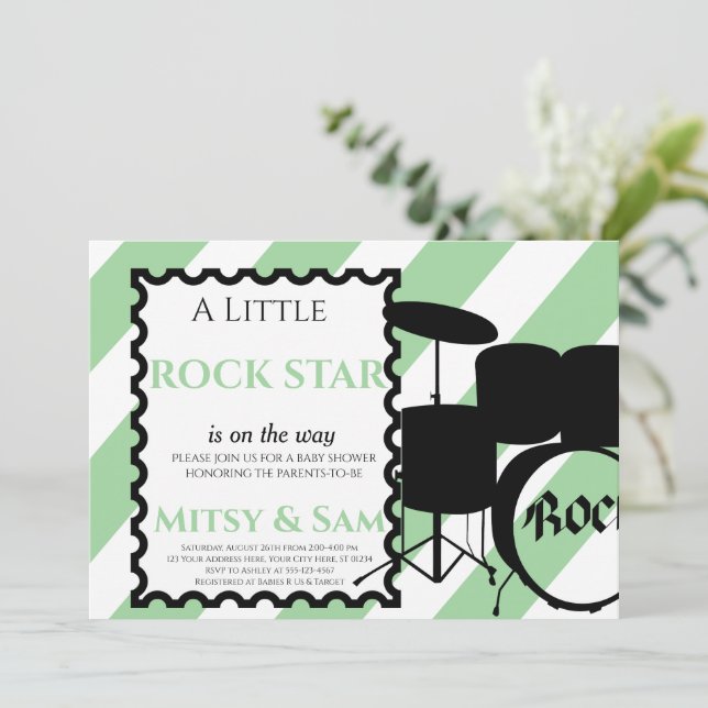 Rock Star Rock a Bye Baby Shower Invitation (Standing Front)