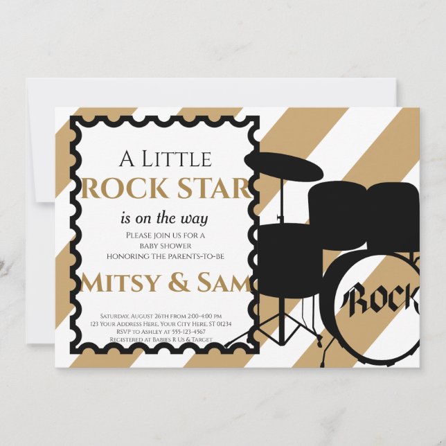 Rock Star Rock a Bye Baby shower Invitation (Devant)