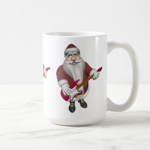 Rock Star Santa With Red Electric Guitar Coffee Mug
