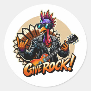 Rock Star Turkey Classic Round Sticker