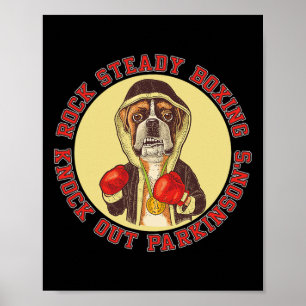 Rock Steady Boxing Parkinson's - Boxer Dog With Re Poster