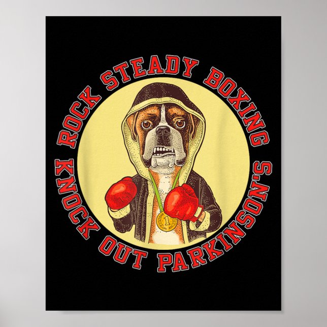 Rock Steady Boxing Parkinsons - Boxer Dog with Red Poster (Front)