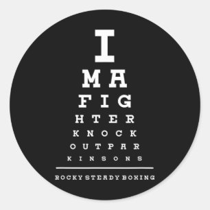 Rock Steady Boxing Parkinson's Eye Chart Shirt  Classic Round Sticker