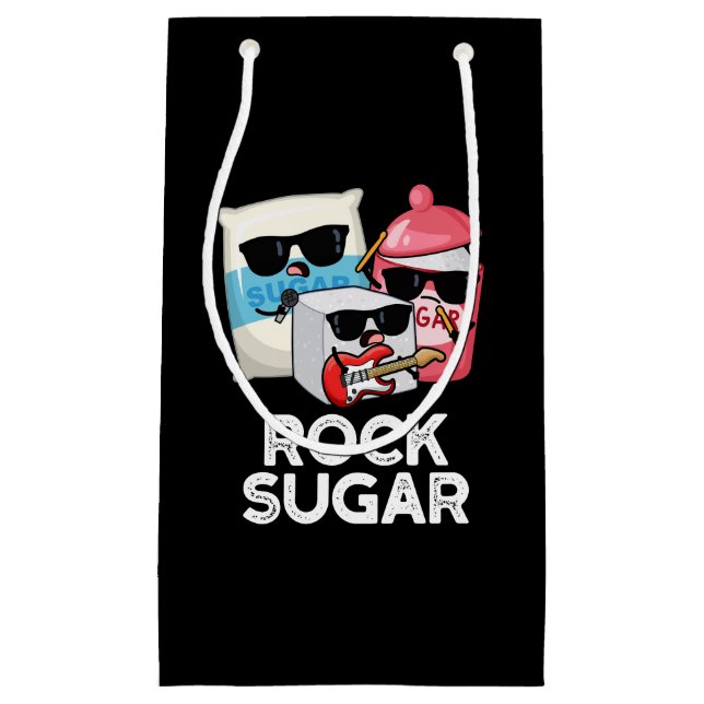 Rock Sugar Funny Food Pun Dark BG Small Gift Bag (Front)