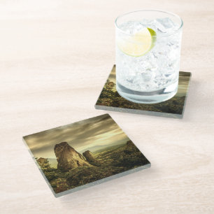 Rock Sunset in Greece Glass Coaster