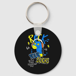 Rock t21 down syndrome awareness trisomy 21 men keychain