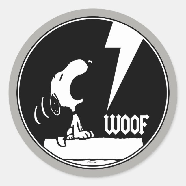 Rock Tees | Snoopy Howling Classic Round Sticker (Front)