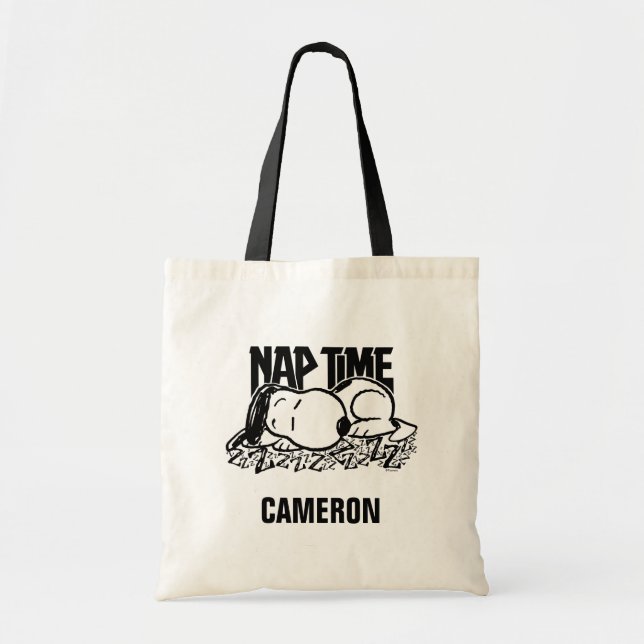 Rock Tees | Snoopy Nap Time | Add Your Name Tote Bag (Front)