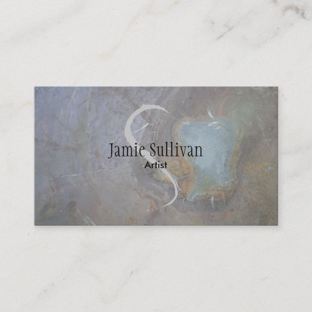 Rock Texture Artist Business Card Grey Monogram (Front)