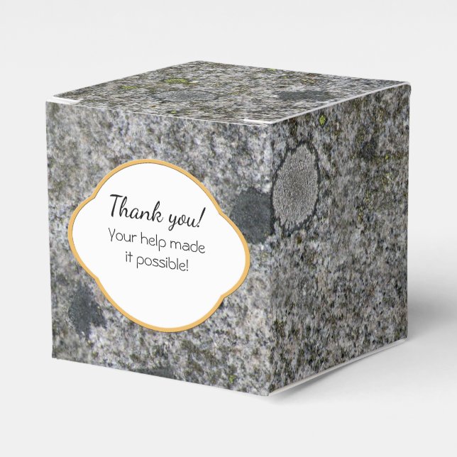 Rock Texture Grey Granite with Moss any Text Favor Box (Front Side)
