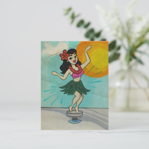 Rock the Hula Girl  Holiday Postcard