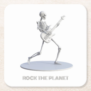 Rock The Planet Square Paper Coaster