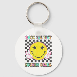 Rock The Test Day 4th Grade Teacher Fourth Grade T Keychain