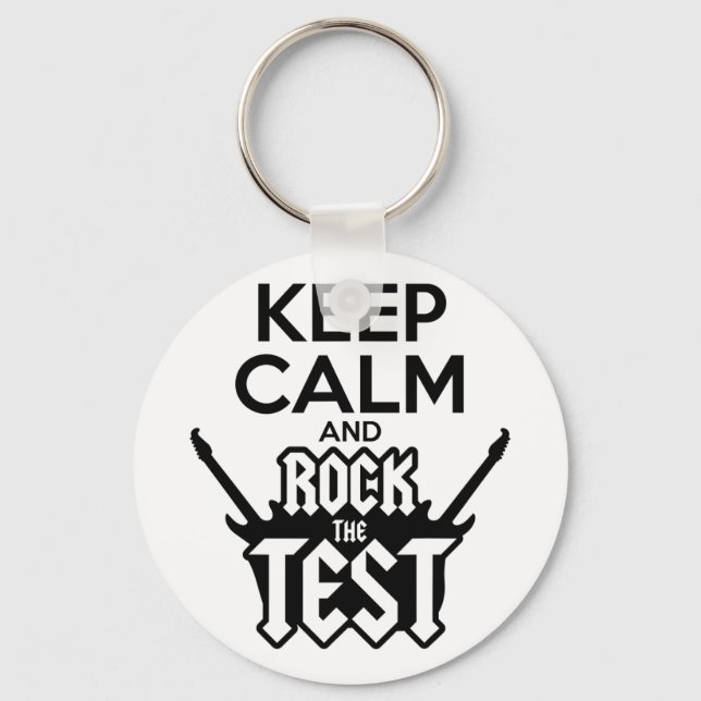 Rock The Test Day Teacher Testing Idea School  Keychain (Front)