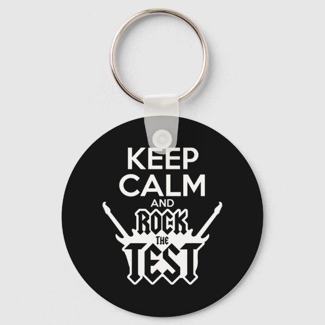 Rock The Test Day Teacher Testing State Idea Schoo Keychain (Front)