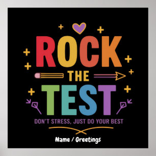 Rock the Test Don’t Stress Funny Motivational  Poster