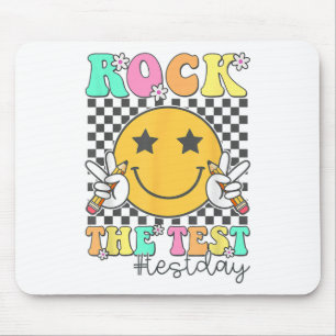 Rock The Test Motivational Test Day Smile Face Tes Mouse Pad