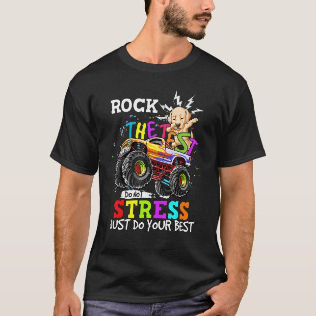 Rock The Test Teacher Student Labrador Dabbing Mon T-Shirt (Front)