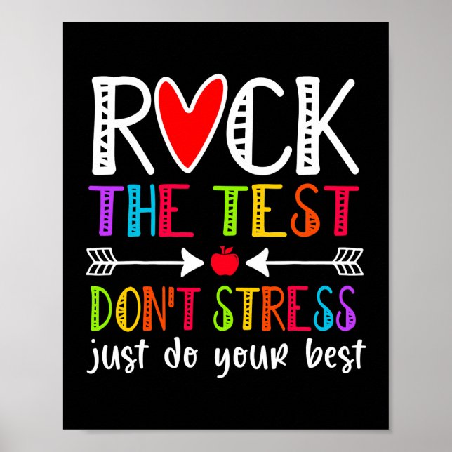 Rock The Test Teacher Test Day Testing Day Funny Poster (Front)