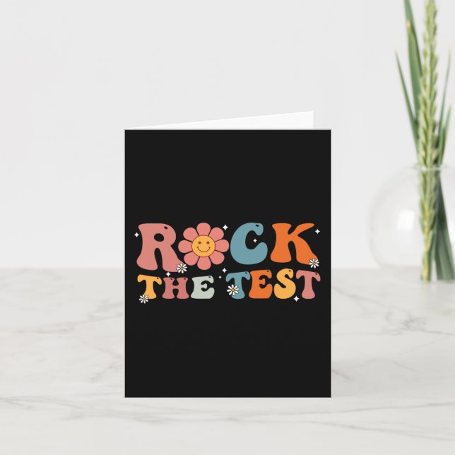 Rock The Test Teacher Test Day Testing Day Teacher Card (Front)