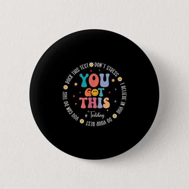 Rock The Test Teacher Testing Day Motivational Tes 2 Inch Round Button (Front)