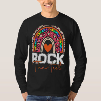Rock The Test Test Day Teacher Rainbow Leopard Tes T-Shirt