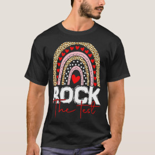Rock The Test Test Day Teacher Rainbow Leopard Tes T-Shirt