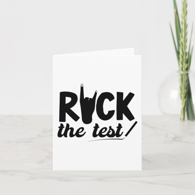 Rock The Test Testing Day Exam For Teacher Student Card (Front)