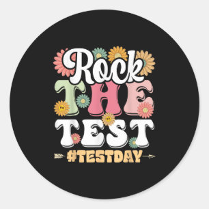 Rock The Test Testing Day Groovy Motivational Teac Classic Round Sticker