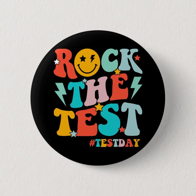 Rock The Test Testing Day Motivational Students Ki 2 Inch Round Button (Front)