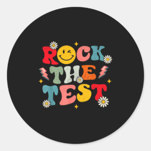 Rock The Test Testing Day Retro Motivational Teach Classic Round Sticker