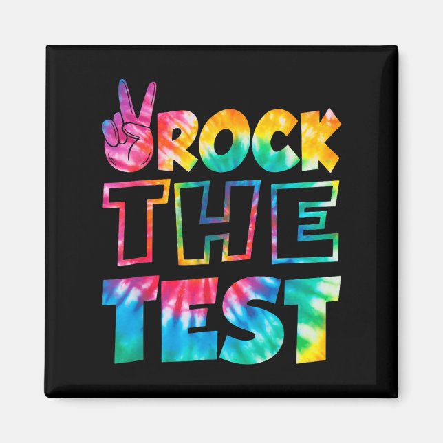 Rock The Test Testing Day Retro Motivational Teach Magnet (Front)