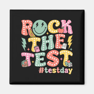 Rock The Test Testing Day Retro Motivational Teach Magnet