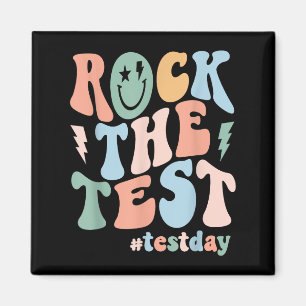 Rock The Test Testing Day Retro Motivational Teach Magnet