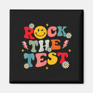 Rock The Test Testing Day Retro Motivational Teach Magnet
