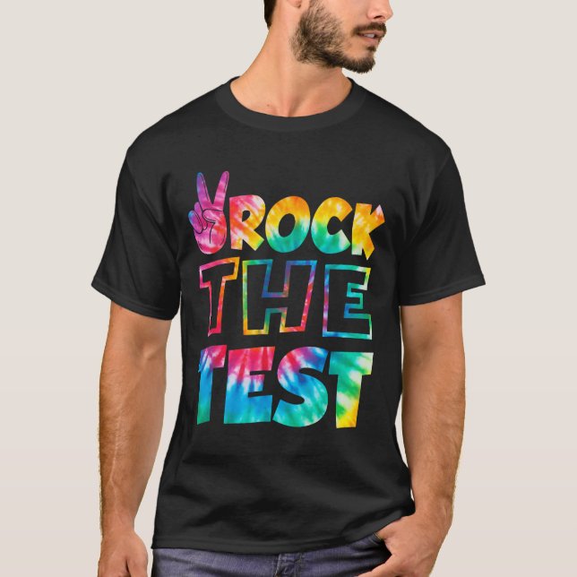 Rock The Test Testing Day Retro Motivational Teach T-Shirt (Front)
